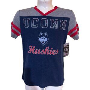 NEW Connecticut UConn Huskies Colosseum Athletics Blue V-Neck SS T-Shirt Girls 7